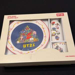 BT21 Holiday Plate Set Line Friends Holiday Gift Set 2022